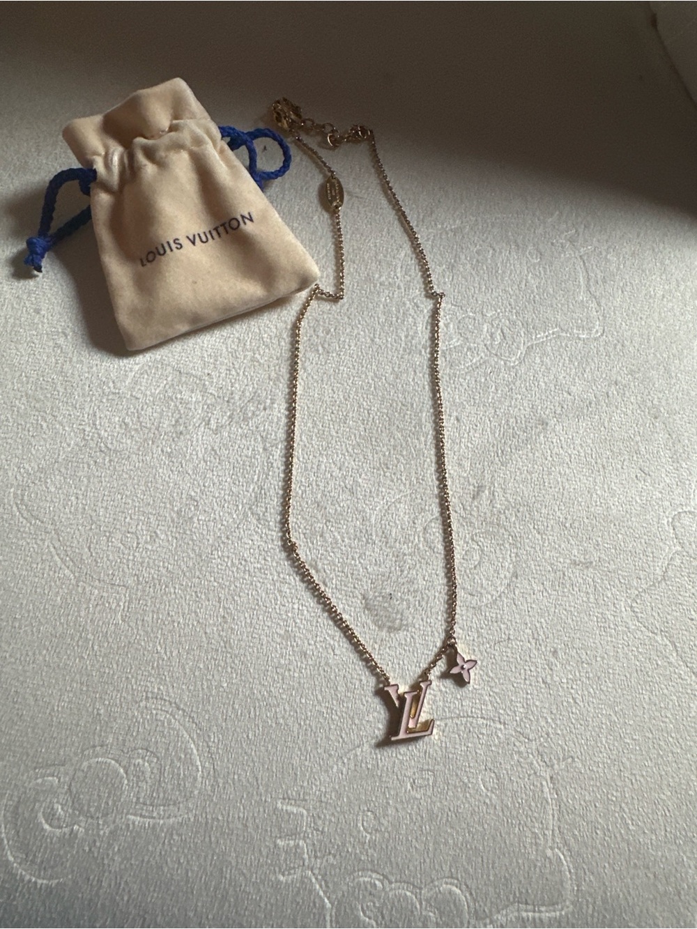 Louis Vuitton LV Monogram Necklace with Flower Charm